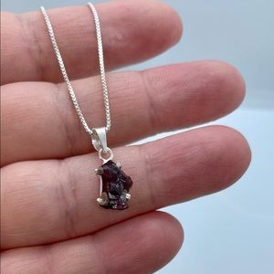Sterling Silver rough garnet necklace